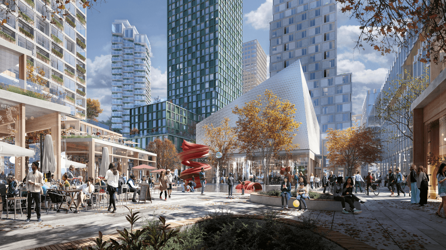 A vibrant and lively scene at the mall